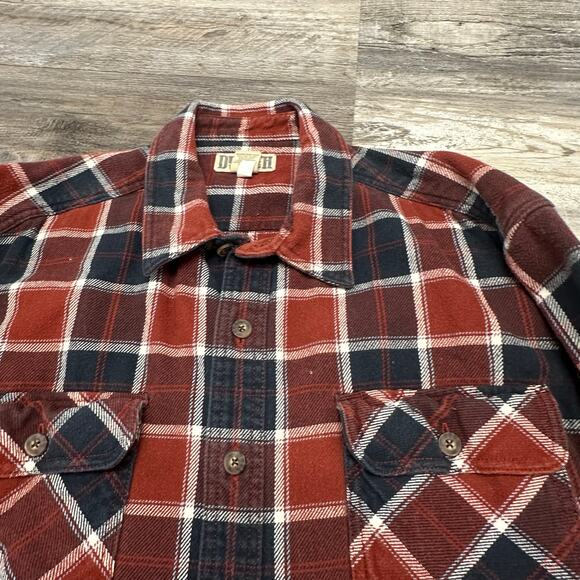 Duluth Trading Red Black Mens XLT Tall Flannel Cotton Plain Tartan Shacket Shirt - Picture 2 of 9